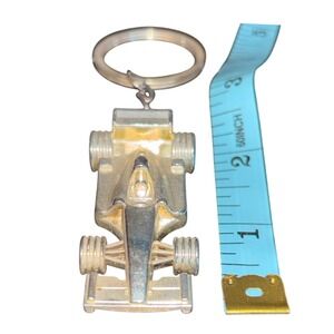 Vintage | Silver Tone | Formula 1 Race Car | Keychain | F1 Sports Car Key Ring